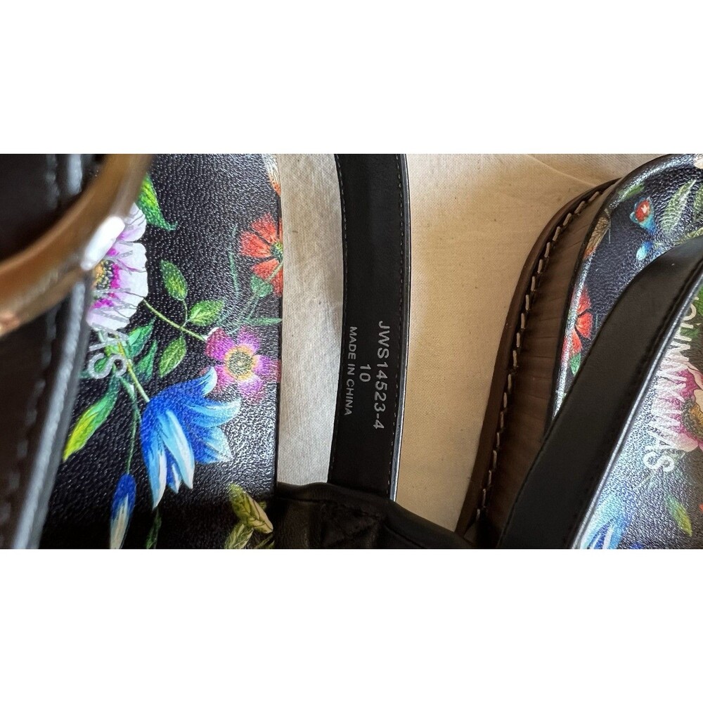 $258 NIB Johnny Was Double Band Leather Sandal Size 10 Ombre Multicolor Floral - Picture 6 of 10